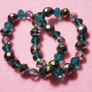 Turquoise and Grey Bracelet Set
